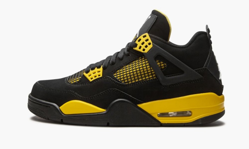 Nike Air Jordan 4 Retro \'Thunder\' Mens Shoes Black / White / Yellow | 142508-DRC