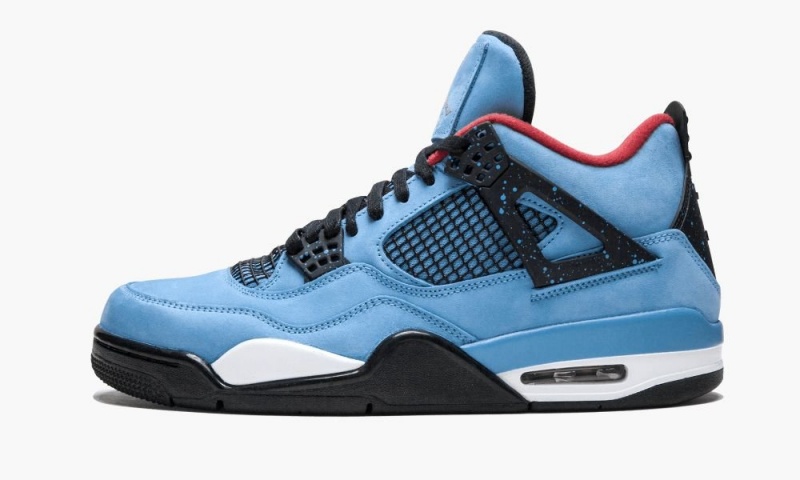 Nike Air Jordan 4 Retro \'Travis Scott - Cactus Jack\' Mens Shoes Blue / Red | 384201-PIC