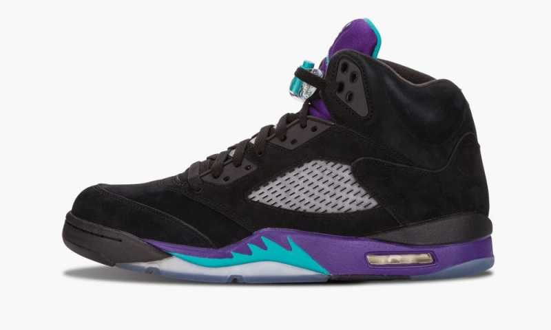 Nike Air Jordan 5 Retro \'Black Grape\' Mens Shoes Black / Turquoise / Purple | 472560-YUB