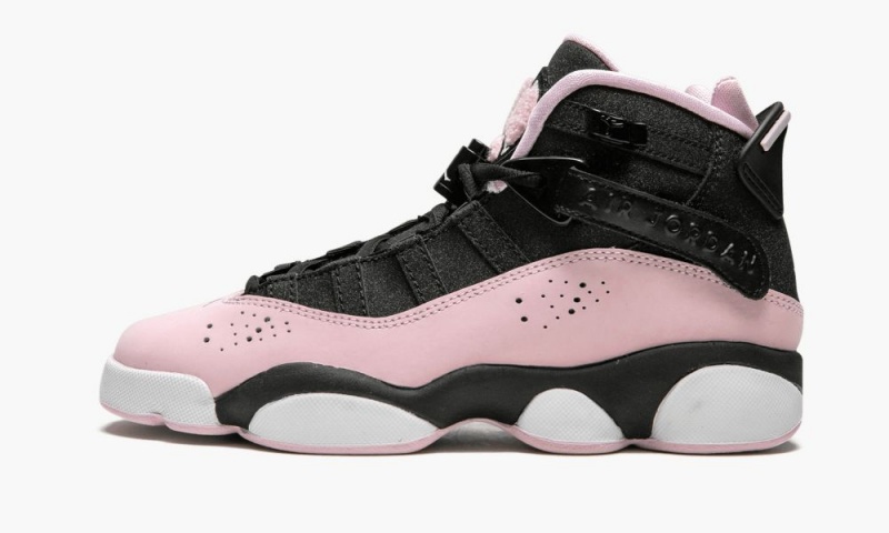 Nike Air Jordan 6 RINGS Kids Shoes Black / Pink / Dark Grey | 147065-DPH