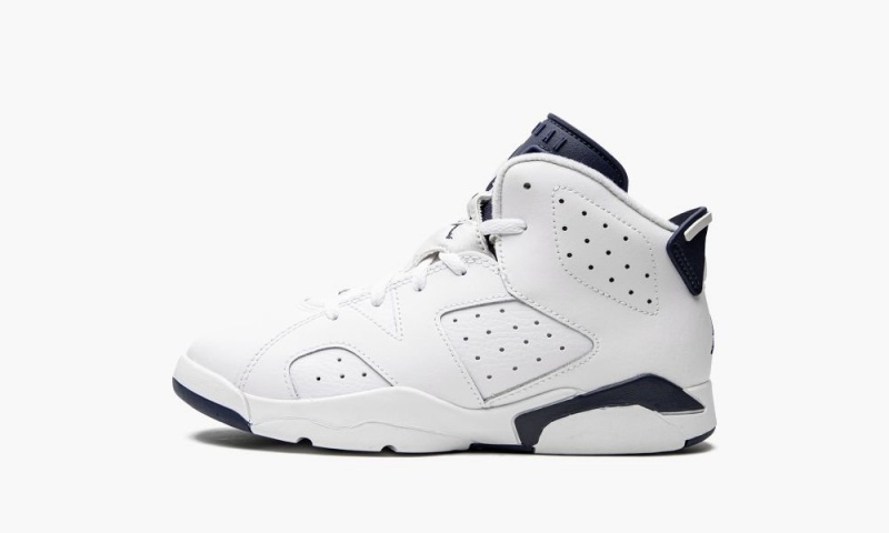 Nike Air Jordan 6 Retro PS \'Midnight Navy 2022\' Kids Shoes White / Navy | 729631-NDX