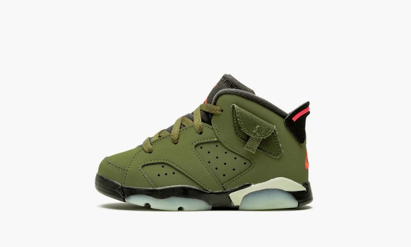 Nike Air Jordan 6 TD \'Cactus Jack - Travis Scott\' Kids Shoes Olive / Black | 708351-ZOE