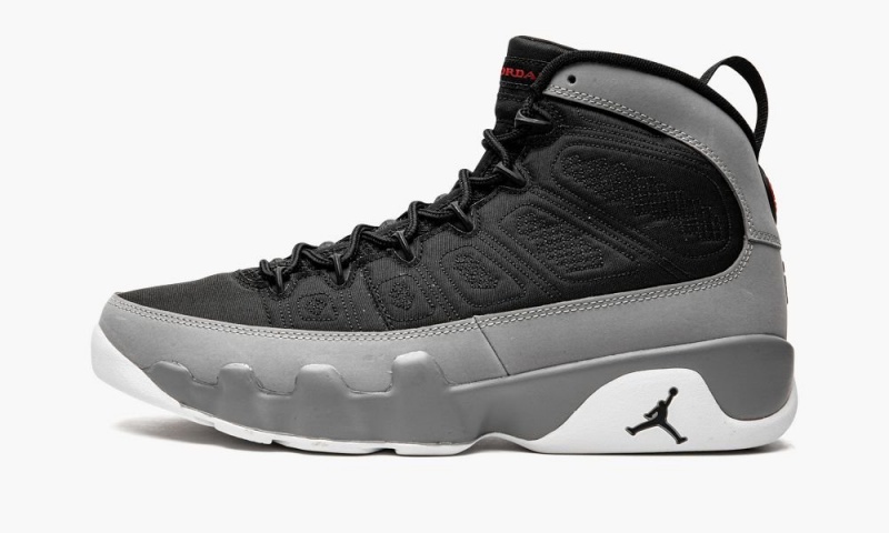 Nike Air Jordan 9 Retro \'Particle Grey\' Mens Shoes Black / Red | 037248-JLW