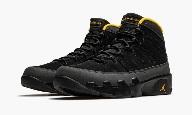 Nike Air Jordan 9 Retro 'University Gold' Mens Shoes Black / Grey / Gold | 392615-ZLM