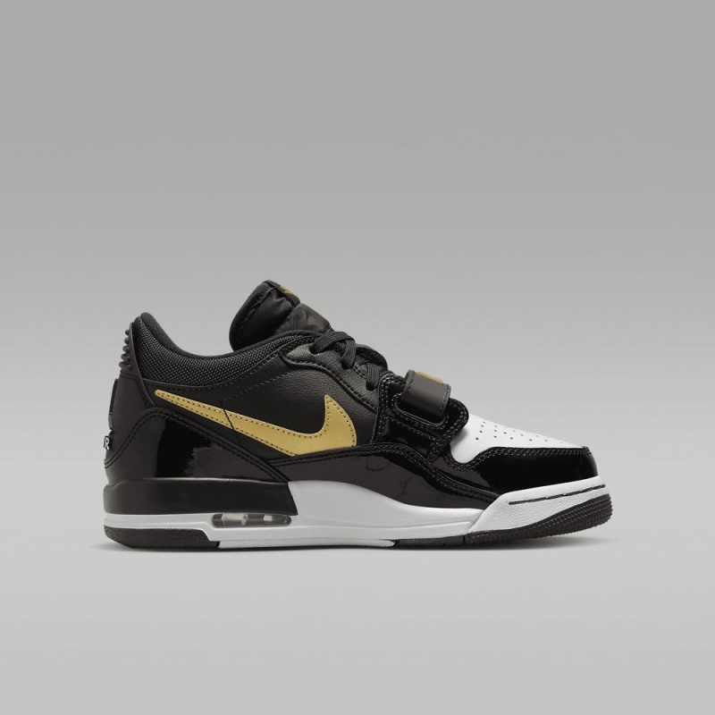 Nike Air Jordan Legacy 312 Low Kids Shoes Black / White / Metal Gold | 694587-WIG