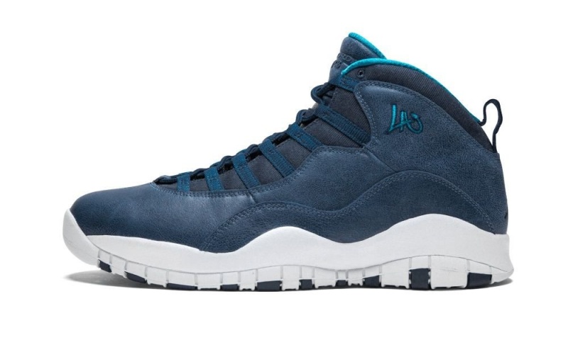 Nike Air Jordan Retro 10 \'City Pack - Los Angeles\' Mens Shoes White / Blue | 236189-ZNL