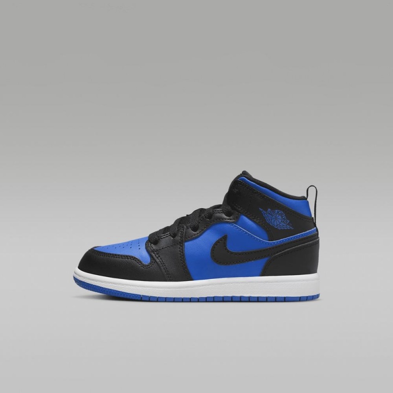 Nike Jordan 1 Mid Kids Shoes Blue / Black | 504317-FTQ