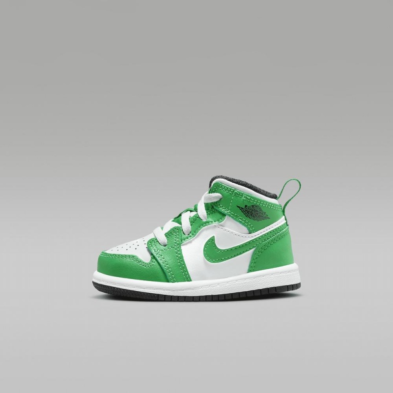 Nike Jordan 1 Mid Kids Shoes Green / White | 683729-ZFS