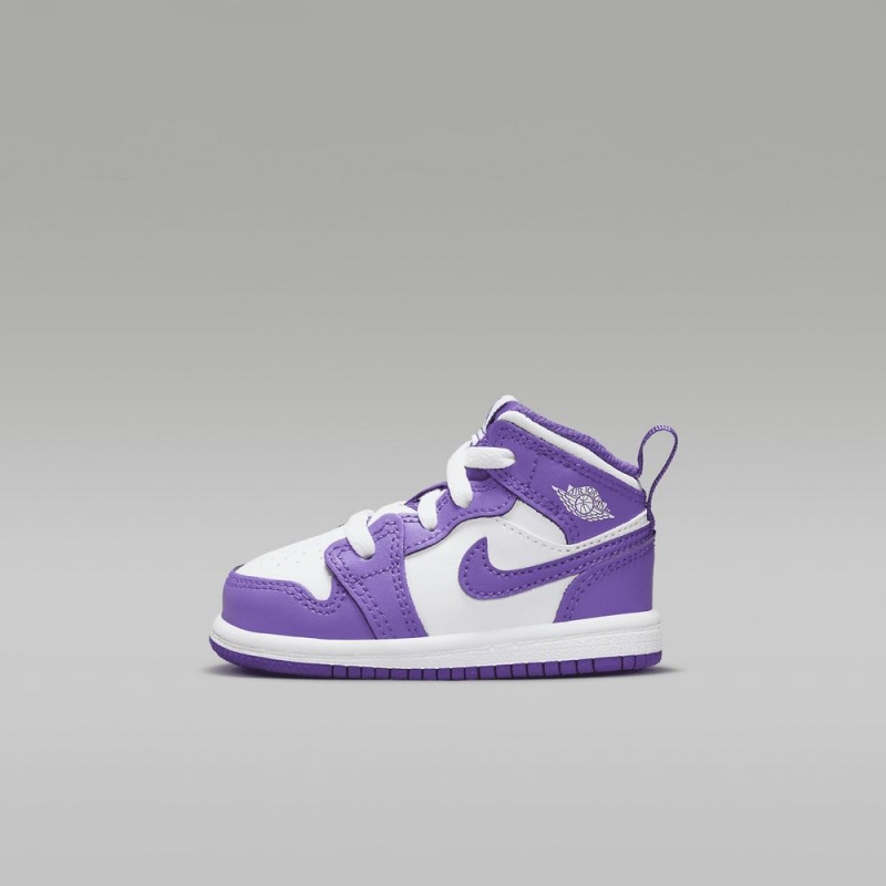 Nike Jordan 1 Mid Kids Shoes Purple / White | 390185-FMD