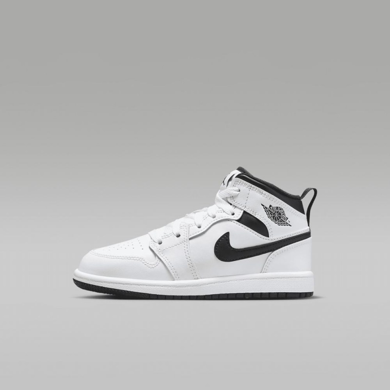 Nike Jordan 1 Mid Kids Shoes White / Black | 420731-GMT