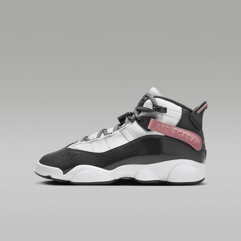 Nike Jordan 6 Rings Kids Shoes Black / White / pink | 396705-GXO